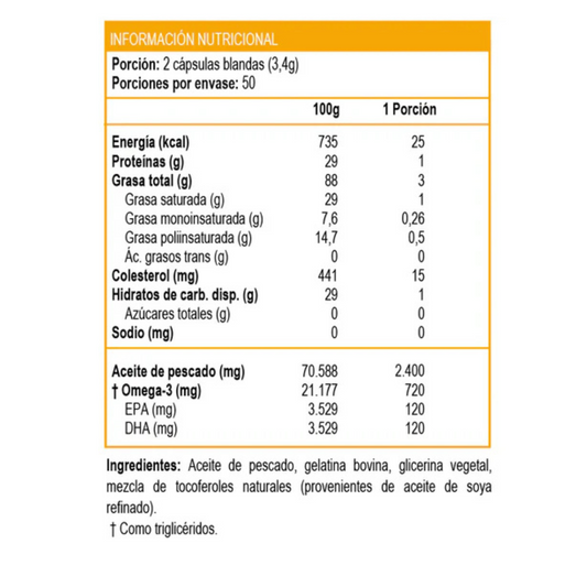 Extra Strength Fish Oil 1200mg - 100 Soft Sabor Sin Sabor